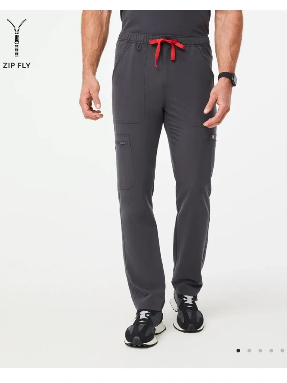 NWT FIGS Technical Collection Cairo Zip Fly Scrub Pants‎ Grey Mens Large PO 8802